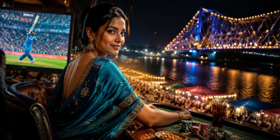 Howrah Bridge with cricket betting theme in Kolkata