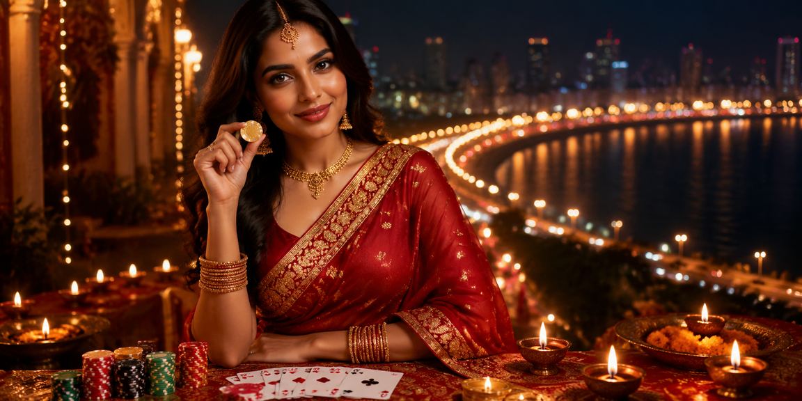 Mumbai Marine Drive view with user playing Teen Patti